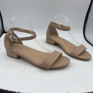 Torrid Sandals Womens Size 9 W Wide Block Heel Peep Toe Ankle Strap Nude Beige